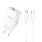 BOROFONE BN16 PD45W Type-C and USB Charger with 1m Type-C to Type-C Cable, EU Plug(White) - 1