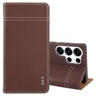 For Samsung Galaxy S25 Ultra 5G GEBEI Top-grain Horizontal Flip Leather Phone Case(Brown) - 1