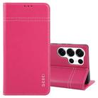 For Samsung Galaxy S25 Ultra 5G GEBEI Top-grain Horizontal Flip Leather Phone Case(Rose Red) - 1