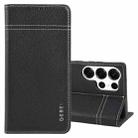 For Samsung Galaxy S25 Ultra 5G GEBEI Top-grain Horizontal Flip Leather Phone Case(Black) - 1