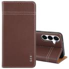 For Samsung Galaxy S25+ 5G GEBEI Top-grain Horizontal Flip Leather Phone Case(Brown) - 1