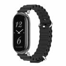 For Xiaomi Mi Band 8 Mijobs GT4 Marine Silicone Breathable Watch Band(Black Silver) - 1