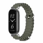 For Xiaomi Mi Band 8 Mijobs GT4 Marine Silicone Breathable Watch Band(Khaki Green Silver) - 1
