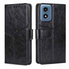 For Motorola Moto G Play 4G 2024 Geometric Stitching Leather Phone Case(Black) - 1