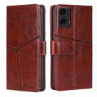 For Motorola Moto G24 4G Geometric Stitching Leather Phone Case(Dark Brown) - 1