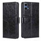 For Motorola Moto G34 5G Geometric Stitching Leather Phone Case(Black) - 1