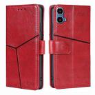 For Motorola Moto G34 5G Geometric Stitching Leather Phone Case(Red) - 1