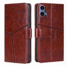 For Motorola Moto G34 5G Geometric Stitching Leather Phone Case(Dark Brown) - 1