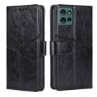 For Motorola Edge 50 5G Geometric Stitching Leather Phone Case(Black) - 1