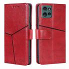 For Motorola Edge 50 5G Geometric Stitching Leather Phone Case(Red) - 1