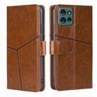 For Motorola Edge 50 5G Geometric Stitching Leather Phone Case(Light Brown) - 1