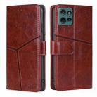 For Motorola Edge 50 5G Geometric Stitching Leather Phone Case(Dark Brown) - 1