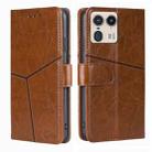 For Motorola Edge 50 Ultra Geometric Stitching Leather Phone Case(Light Brown) - 1