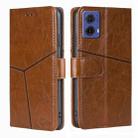 For Motorola Moto G85 5G Geometric Stitching Leather Phone Case(Light Brown) - 1