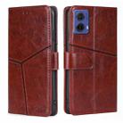 For Motorola Moto G85 5G Geometric Stitching Leather Phone Case(Dark Brown) - 1