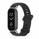 For Xiaomi Mi Band 8 / 9 / 9 NFC Mijobs GT4 Flat Hole Silicone Watch Band(Black Silver) - 1