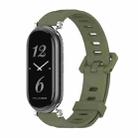 For Xiaomi Mi Band 8 / 9 / 9 NFC Mijobs GT4 Flat Hole Silicone Watch Band(Army Green Silver) - 1