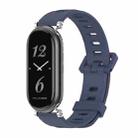 For Xiaomi Mi Band 8 / 9 / 9 NFC Mijobs GT4 Flat Hole Silicone Watch Band(Midnight Blue Silver) - 1