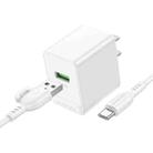 BOROFONE BAS12 Erudite 18W QC3.0 Single Port Charger with 1m USB to USB-C / Type-C Cable, US Plug(White) - 1