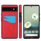 For Google Pixel 6a Litchi Leather Skin Card Slots Phone Case(Red) - 1