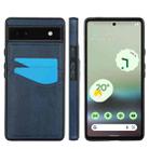 For Google Pixel 6a Litchi Leather Skin Card Slots Phone Case(Blue) - 1