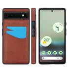 For Google Pixel 6a Litchi Leather Skin Card Slots Phone Case(Brown) - 1