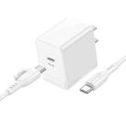 BOROFONE BAS13 Erudite PD 20W USB-C / Type-C Single Port Charger with 1m Type-C to Type-C Cable, US Plug(White) - 1