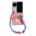 For OPPO Find N3 Flip Illusory Color Leather Texture PC Phone Case with Color Strap(Pink) - 1