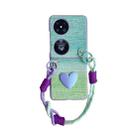 For Huawei Pocket 2 Illusory Color Leather Texture PC Phone Case with Color Strap(Green) - 1