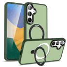 For Samsung Galaxy S24+ 5G MagSafe Holder Skin-feel PC Hybrid TPU Phone Case(Dark Green) - 1