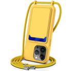 For iPhone 15 Pro Max Integrated Card Bag Solid Color Liquid Silicone Phone Case with Lanyard(Yellow) - 1