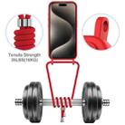 For iPhone 12 Pro Max Integrated Card Bag Solid Color Liquid Silicone Phone Case with Lanyard(Red) - 3