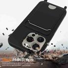 For iPhone 12 Pro Max Integrated Card Bag Solid Color Liquid Silicone Phone Case with Lanyard(Black) - 2