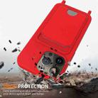 For iPhone 12 Pro Integrated Card Bag Solid Color Liquid Silicone Phone Case with Lanyard(Red) - 2