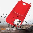 For iPhone 12 Integrated Card Bag Solid Color Liquid Silicone Phone Case with Lanyard(Red) - 2