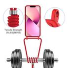 For iPhone 12 Integrated Card Bag Solid Color Liquid Silicone Phone Case with Lanyard(Red) - 3