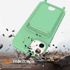 For iPhone 12 Integrated Card Bag Solid Color Liquid Silicone Phone Case with Lanyard(Green) - 2