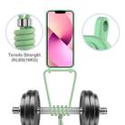 For iPhone 12 Integrated Card Bag Solid Color Liquid Silicone Phone Case with Lanyard(Green) - 3