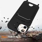 For iPhone 12 Integrated Card Bag Solid Color Liquid Silicone Phone Case with Lanyard(Black) - 2