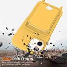 For iPhone 12 Integrated Card Bag Solid Color Liquid Silicone Phone Case with Lanyard(Yellow) - 2