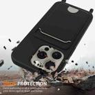 For iPhone 16 Pro Max Integrated Card Bag Solid Color Liquid Silicone Phone Case with Lanyard(Black) - 2