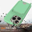 For iPhone 16 Pro Integrated Card Bag Solid Color Liquid Silicone Phone Case with Lanyard(Green) - 2