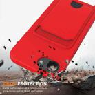 For iPhone 16e Integrated Card Bag Solid Color Liquid Silicone Phone Case with Lanyard(Red) - 2