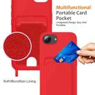 For iPhone 16e Integrated Card Bag Solid Color Liquid Silicone Phone Case with Lanyard(Red) - 3