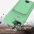 For iPhone 16e Integrated Card Bag Solid Color Liquid Silicone Phone Case with Lanyard(Green) - 2