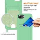 For iPhone 16e Integrated Card Bag Solid Color Liquid Silicone Phone Case with Lanyard(Green) - 3