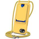 For iPhone 16e Integrated Card Bag Solid Color Liquid Silicone Phone Case with Lanyard(Yellow) - 1