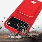For iPhone 17 Pro Integrated Card Bag Solid Color Liquid Silicone Phone Case with Lanyard(Red) - 2