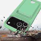 For iPhone 17 Pro Integrated Card Bag Solid Color Liquid Silicone Phone Case with Lanyard(Green) - 2