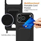 For iPhone 17 Pro Integrated Card Bag Solid Color Liquid Silicone Phone Case with Lanyard(Black) - 3